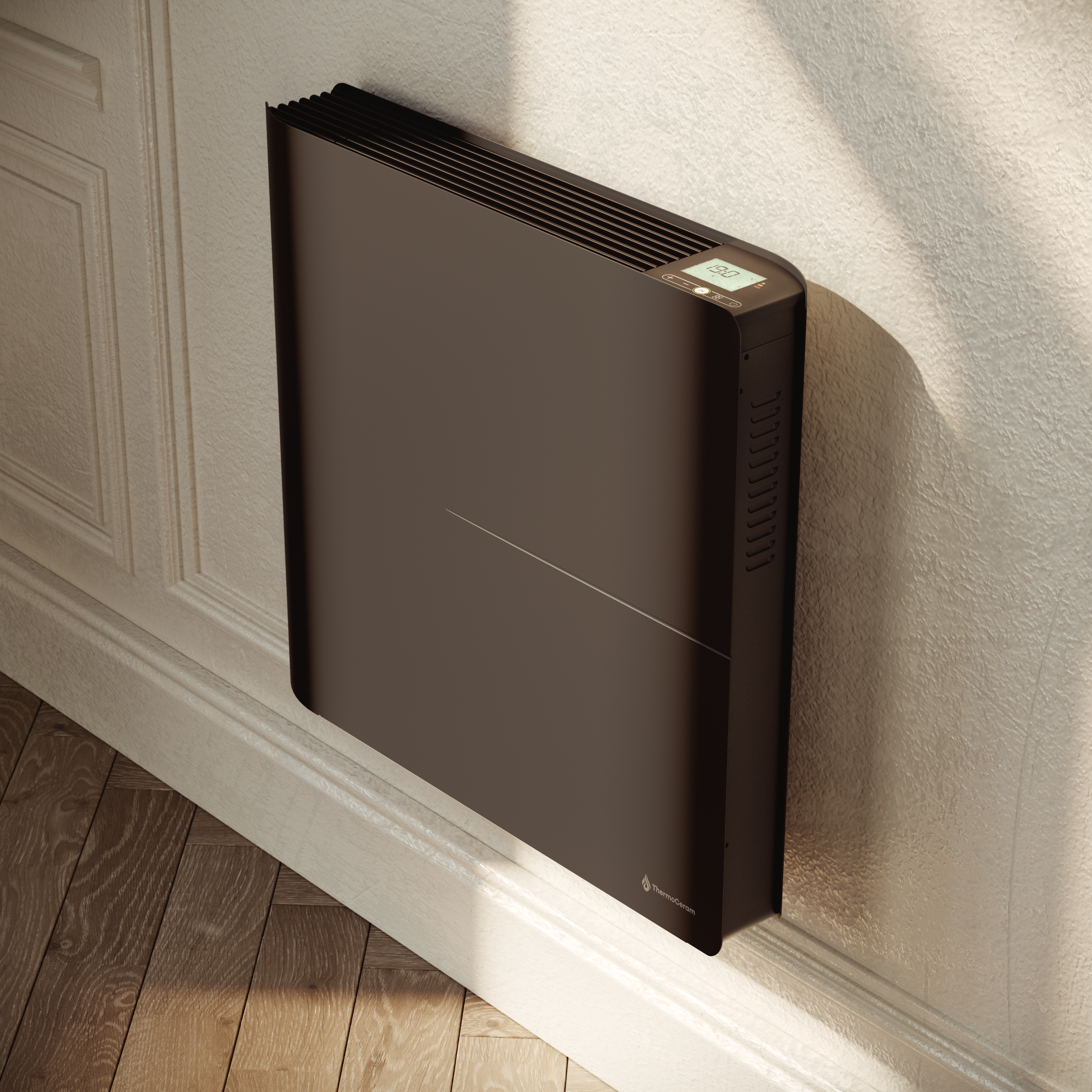 Radiador eléctrico conectado 1000W sistema de calefacción doble horizontal Negro Molia