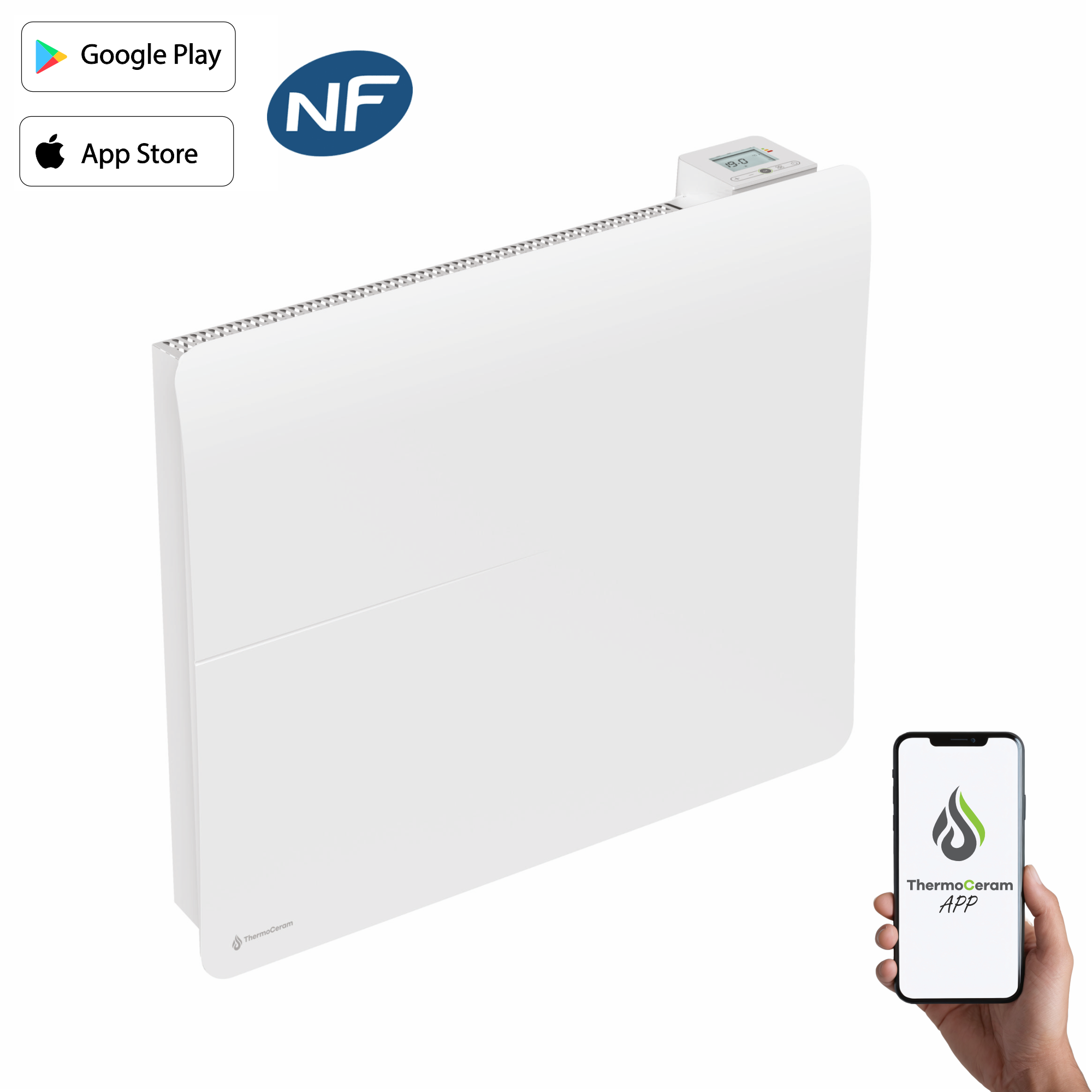 Radiador eléctrico conectado 1500W sistema de calefacción doble horizontal Blanco Cira
