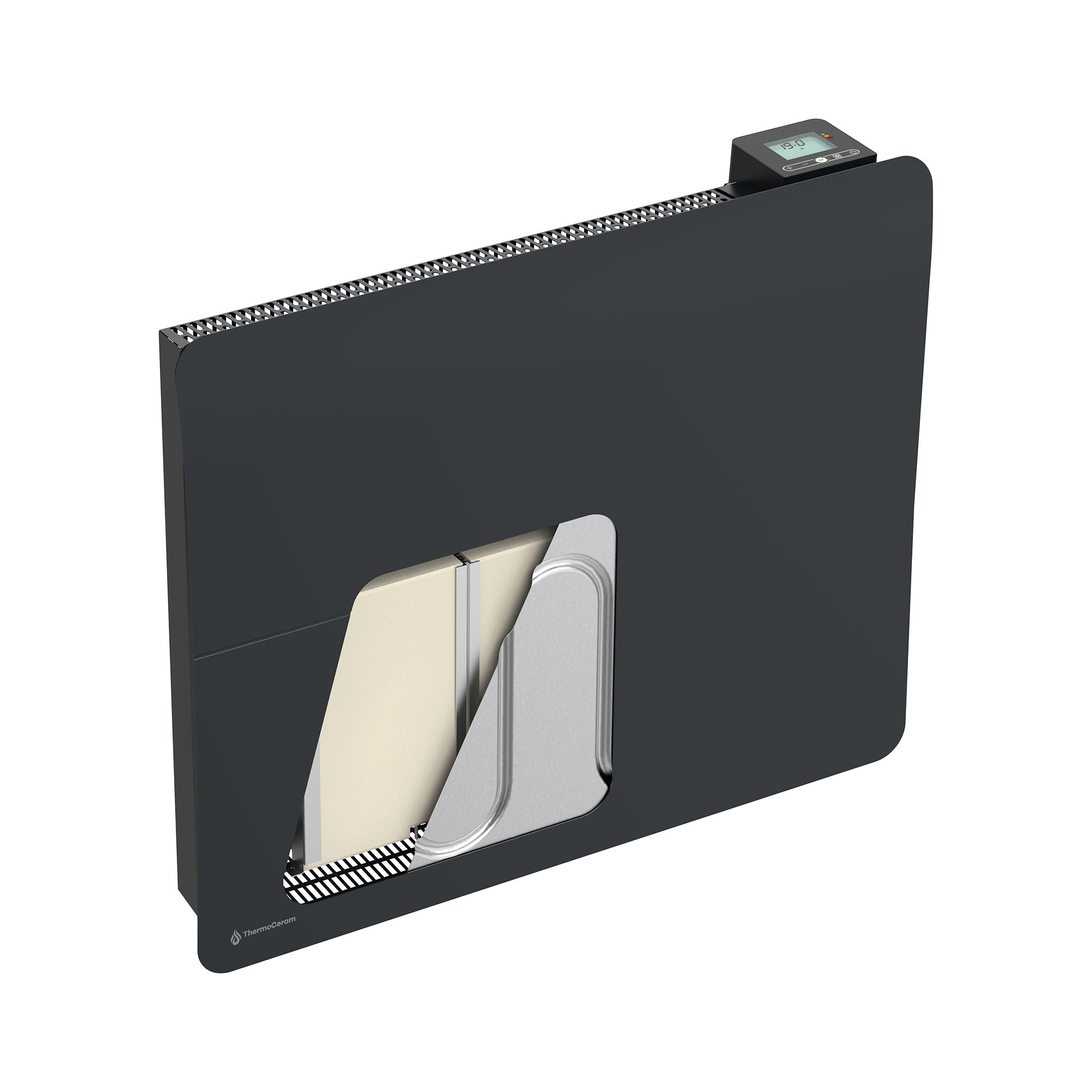 Radiador eléctrico conectado 1500W sistema de calefacción doble horizontal Negro Cira