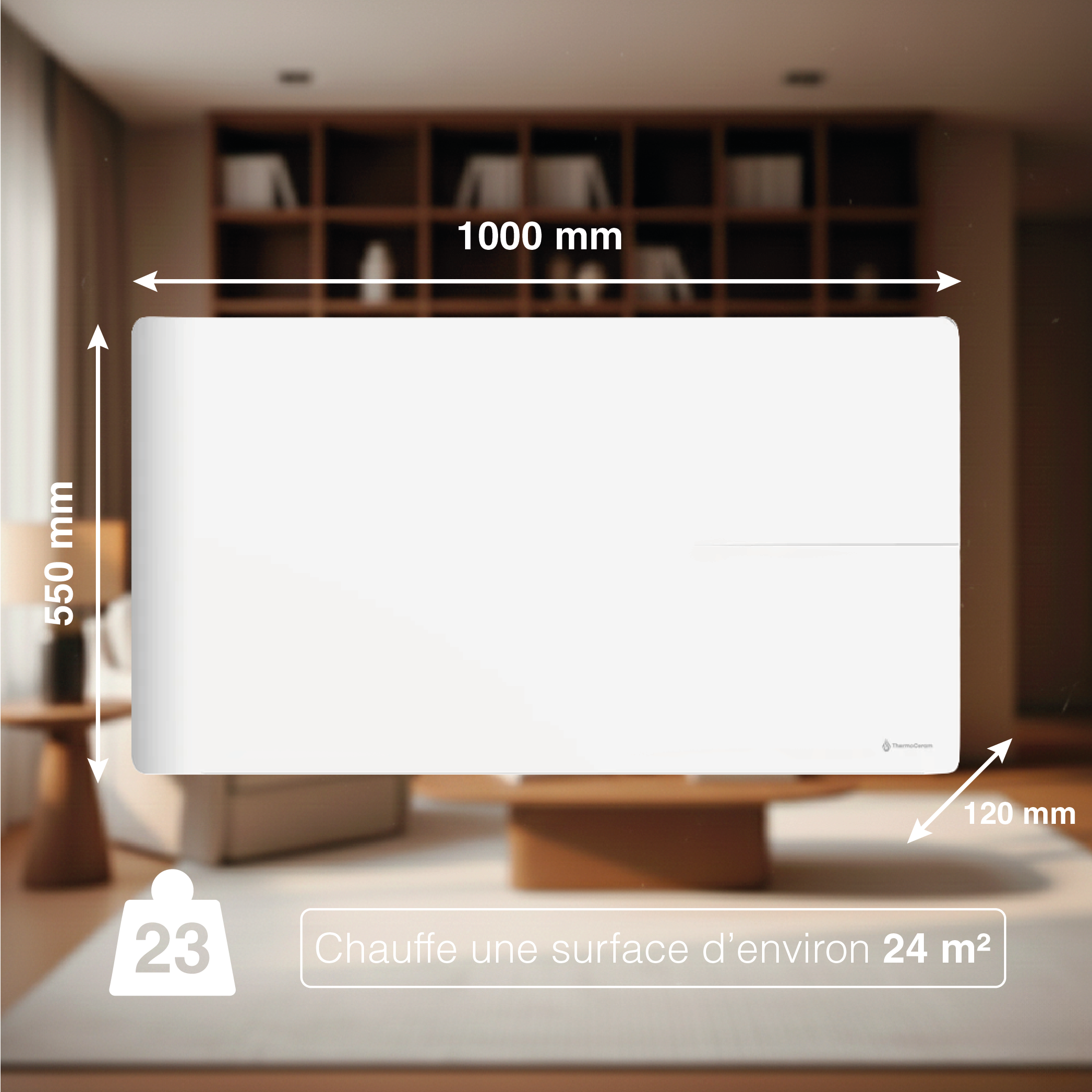 Radiador eléctrico conectado 2000W sistema de calefacción doble horizontal Blanco Molia