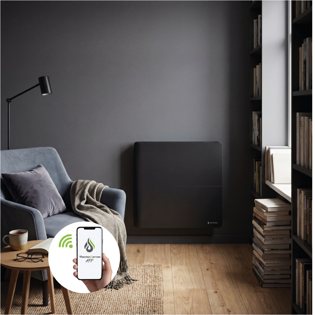 Radiador eléctrico conectado 1000W sistema de calefacción doble horizontal Negro Molia