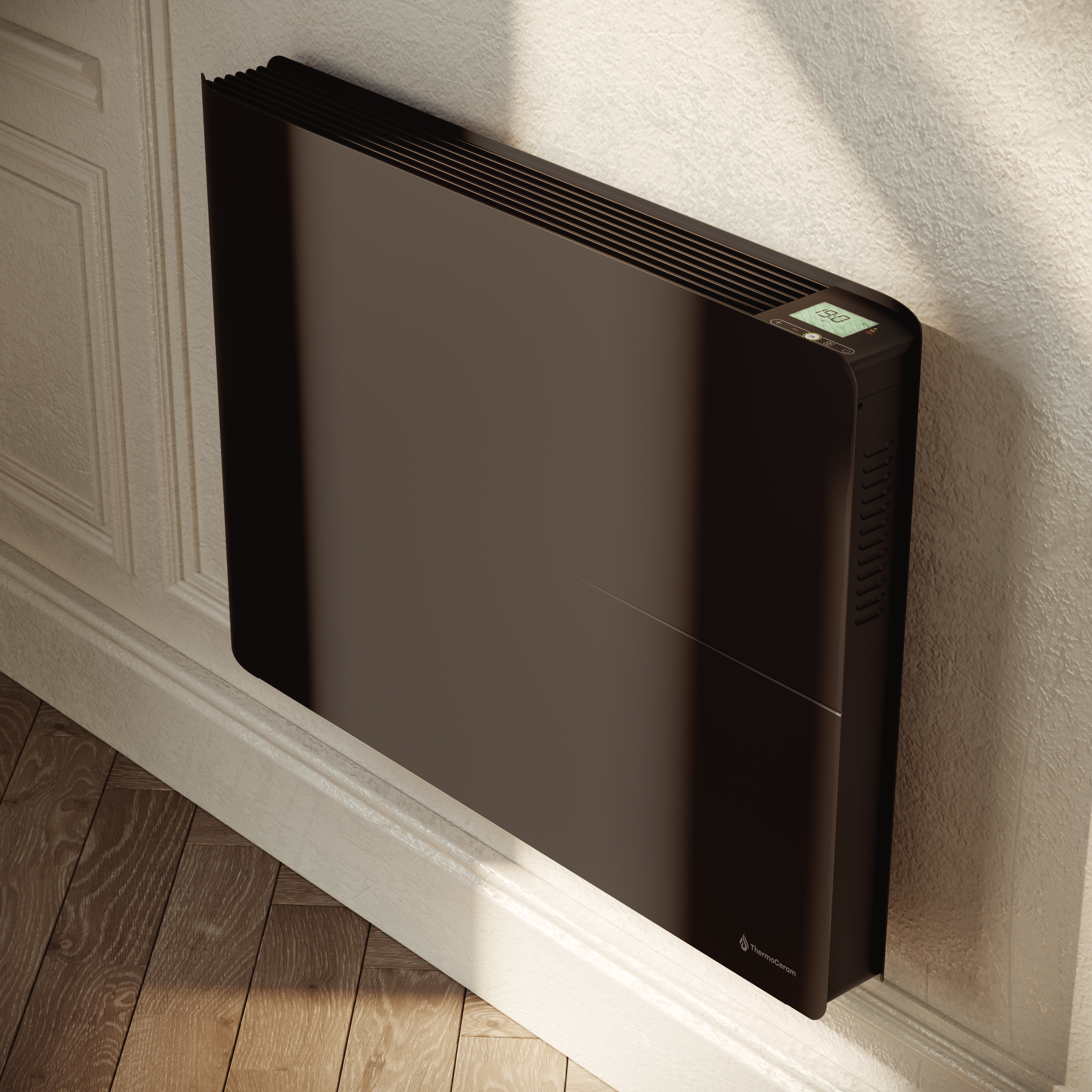 Radiador eléctrico conectado 1500W sistema de calefacción doble horizontal Negro Molia