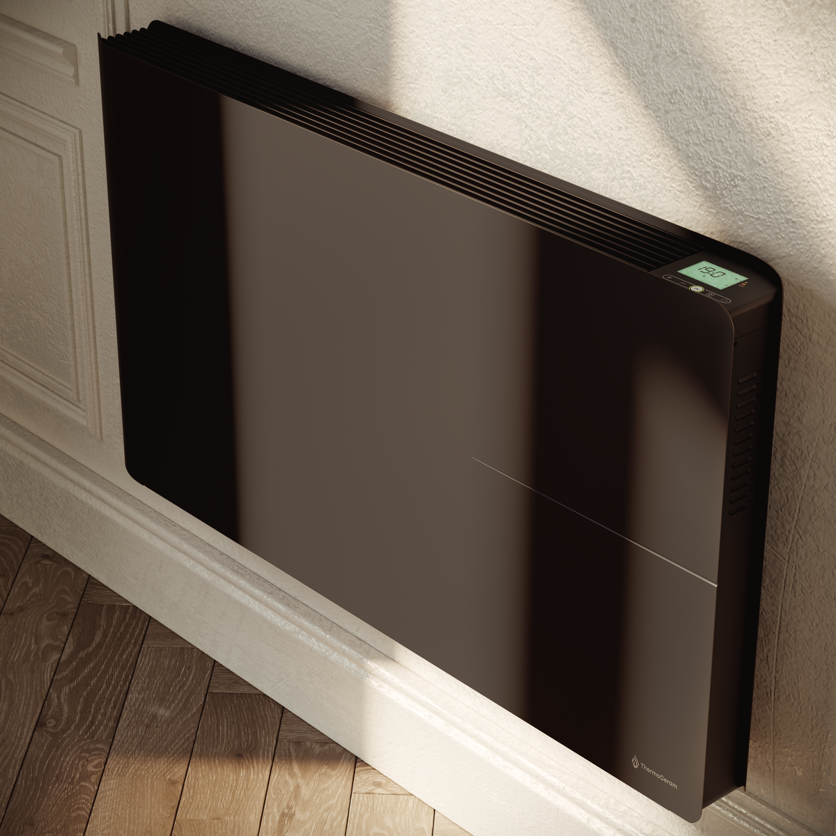 Radiador eléctrico conectado 2000W sistema de calefacción doble horizontal Negro Molia