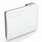 Radiador Alice de 1000 W blanco, vista de tres cuartos sobre fondo blanco, con su pantalla digital