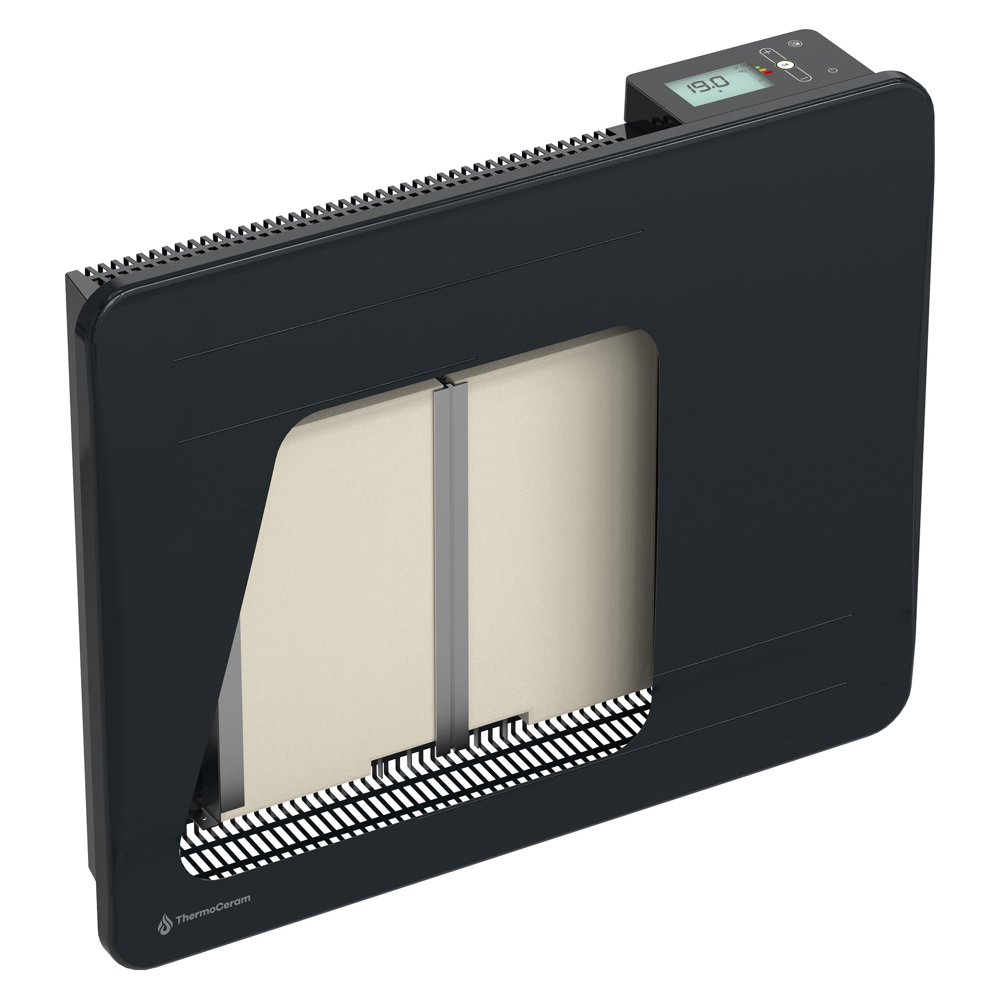 Radiador eléctrico conectado 1000W de inercia seca cerámica horizontal Negro Alice