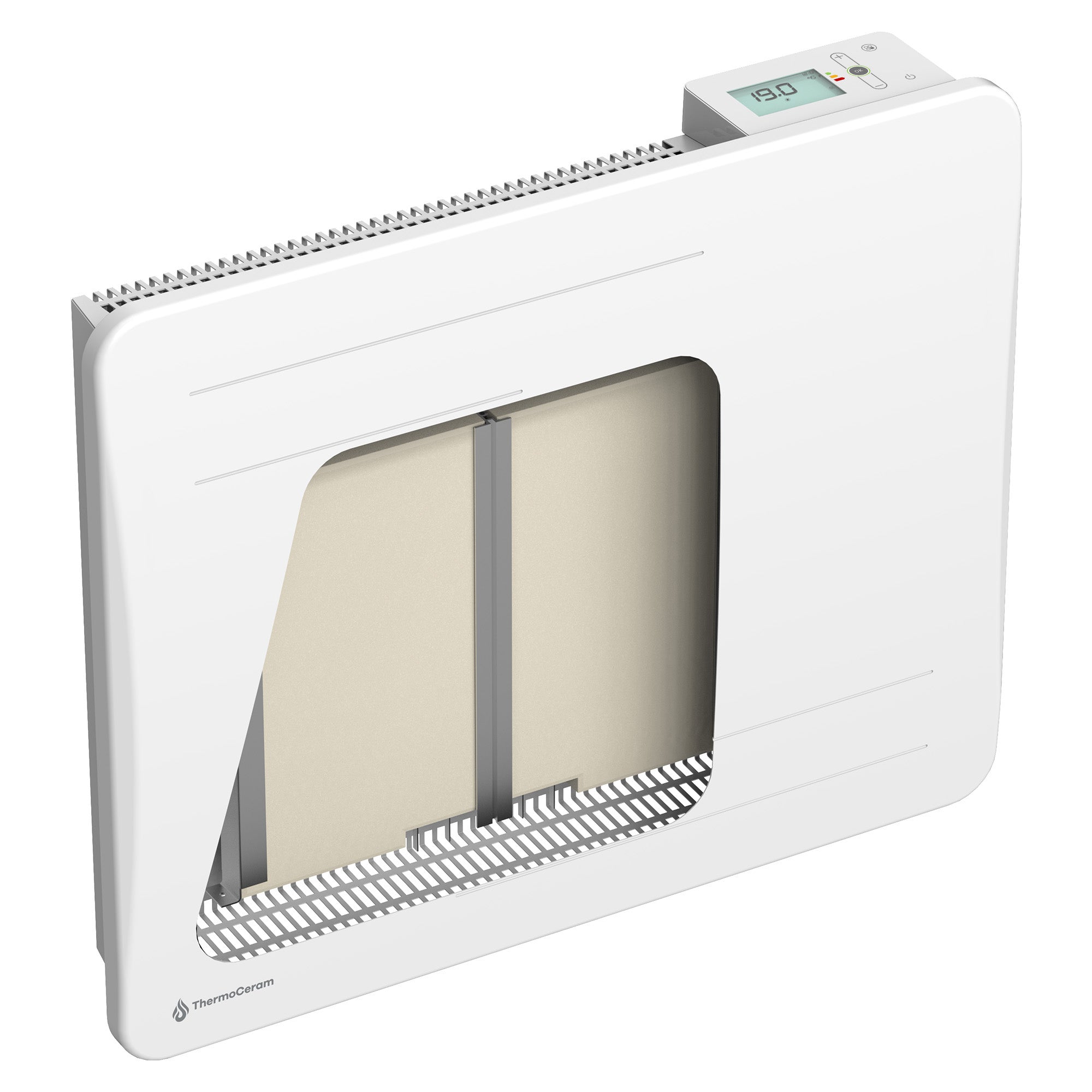 Radiador eléctrico conectado 1000W de inercia seca cerámica horizontal Blanco Alice