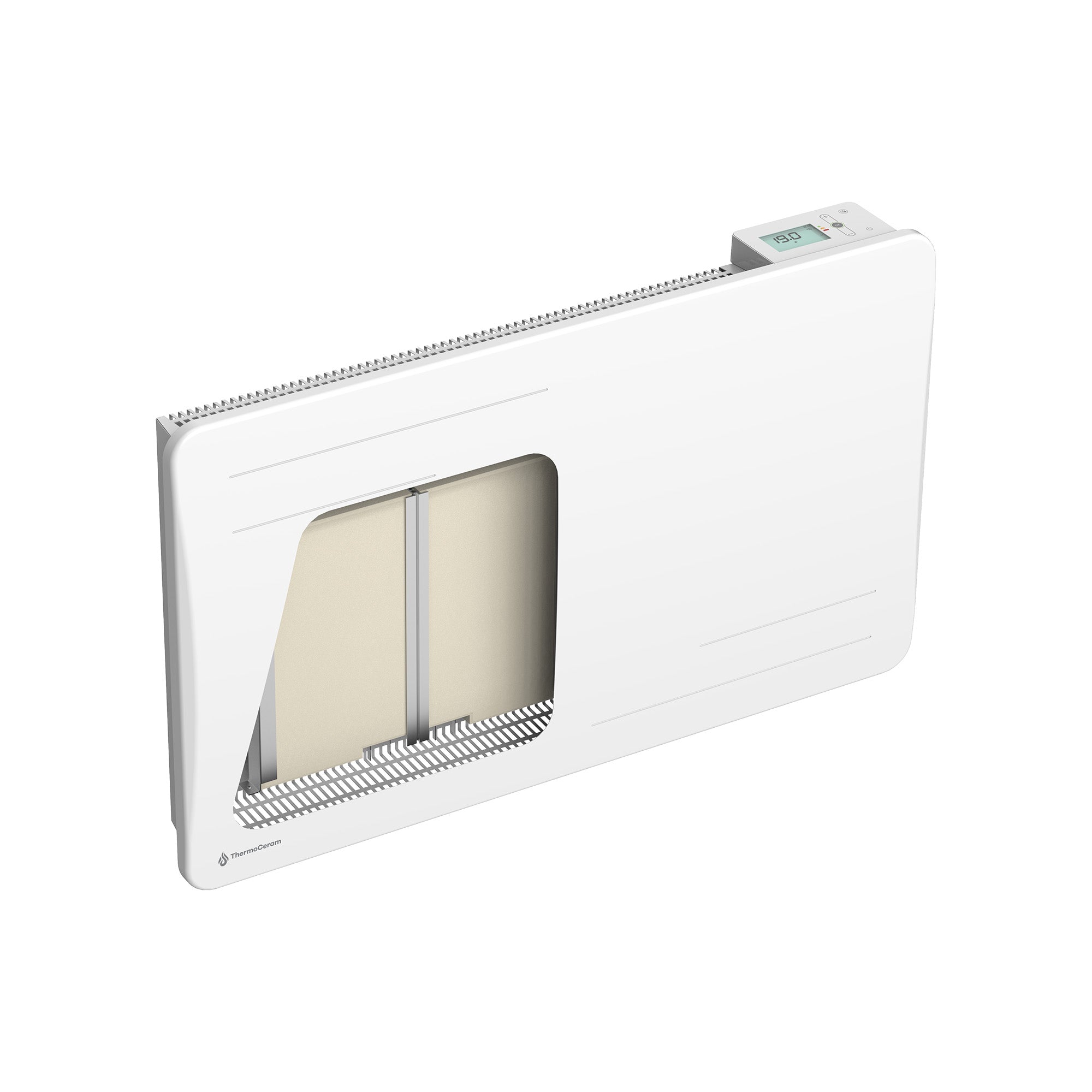 Radiador eléctrico conectado 1500W de inercia seca cerámica horizontal Blanco Alice