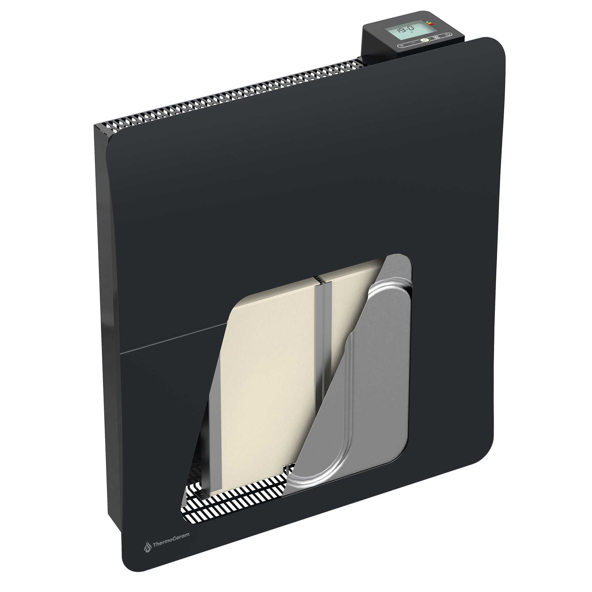Radiador eléctrico conectado 1000W sistema de calefacción doble horizontal Negro Cira