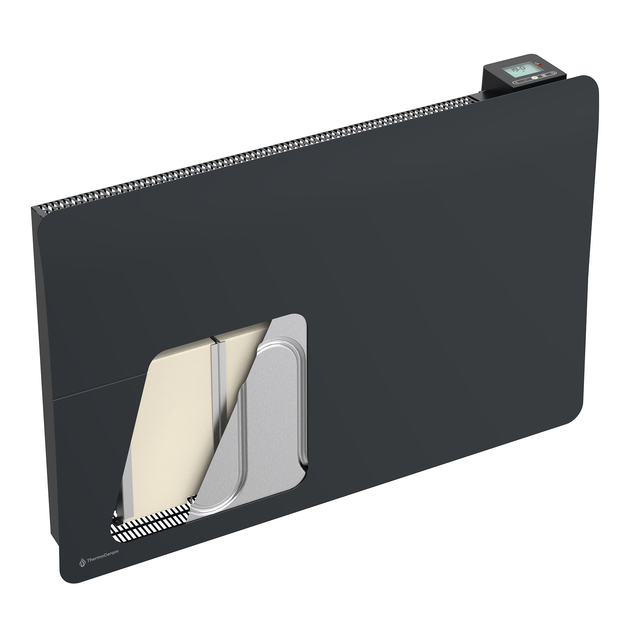 Radiador eléctrico conectado 2000W sistema de calefacción doble horizontal Negro Cira