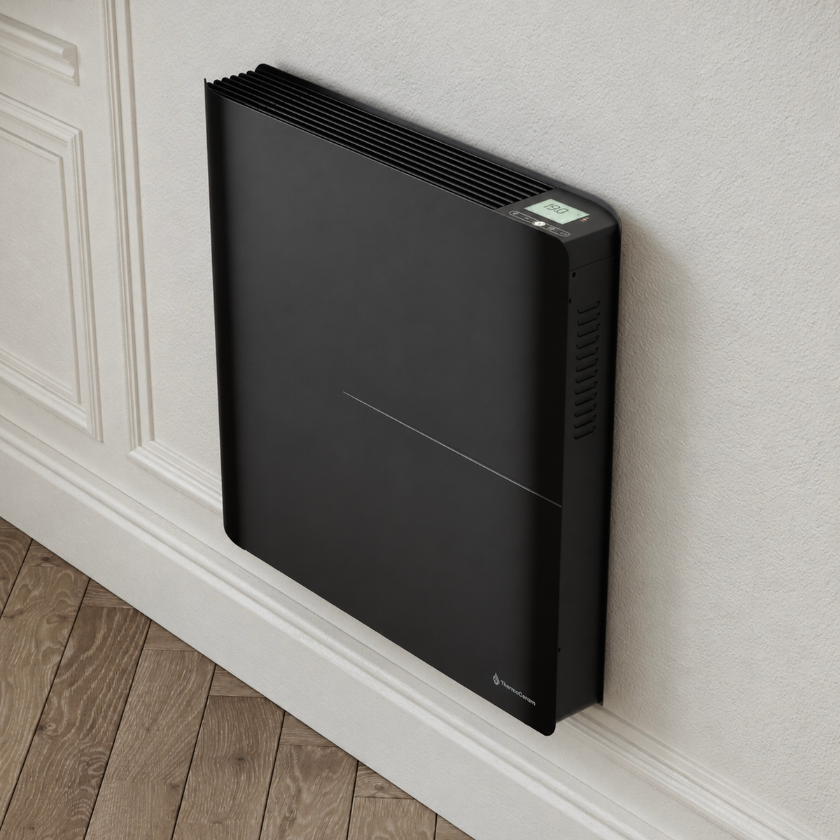 Radiador eléctrico conectado 1000W doble sistema de calefacción horizontal Negro Molia