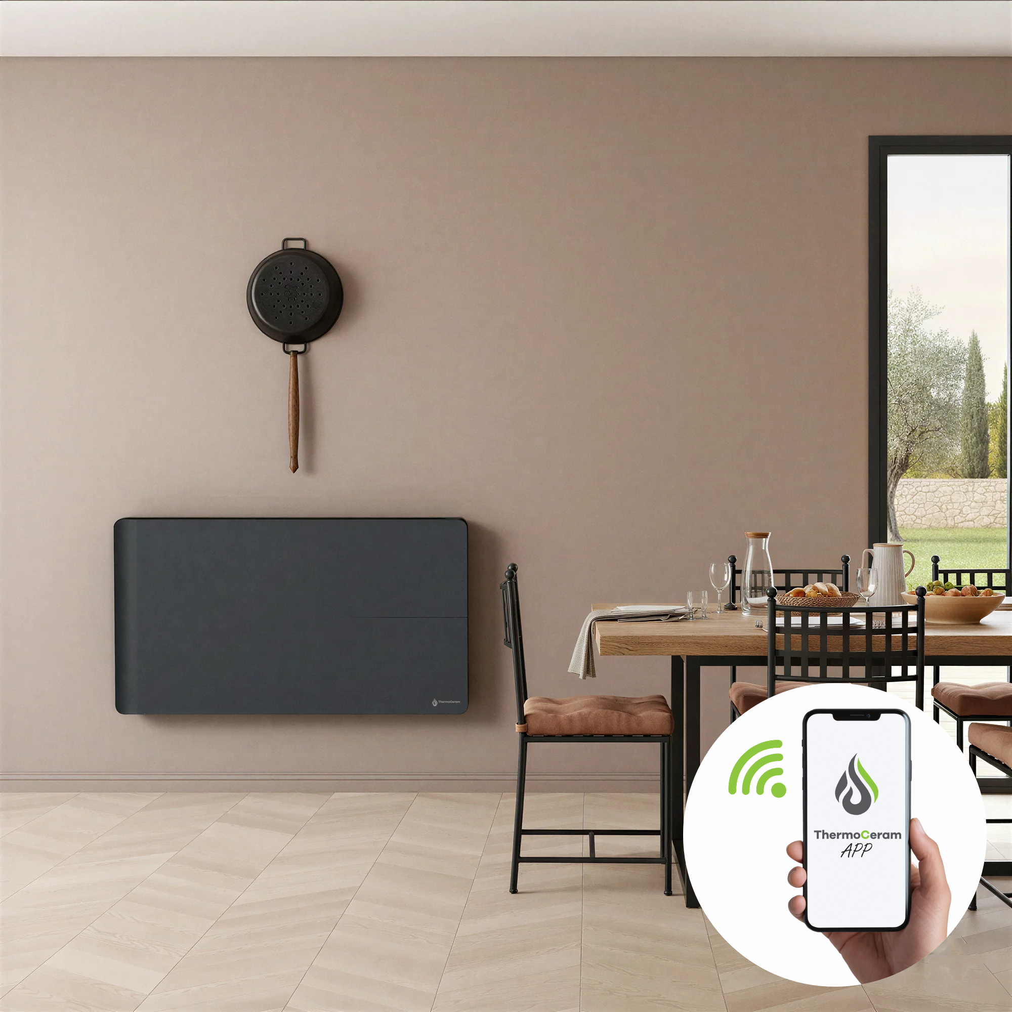 Radiador eléctrico conectado 2000W sistema de calefacción doble horizontal Negro Molia