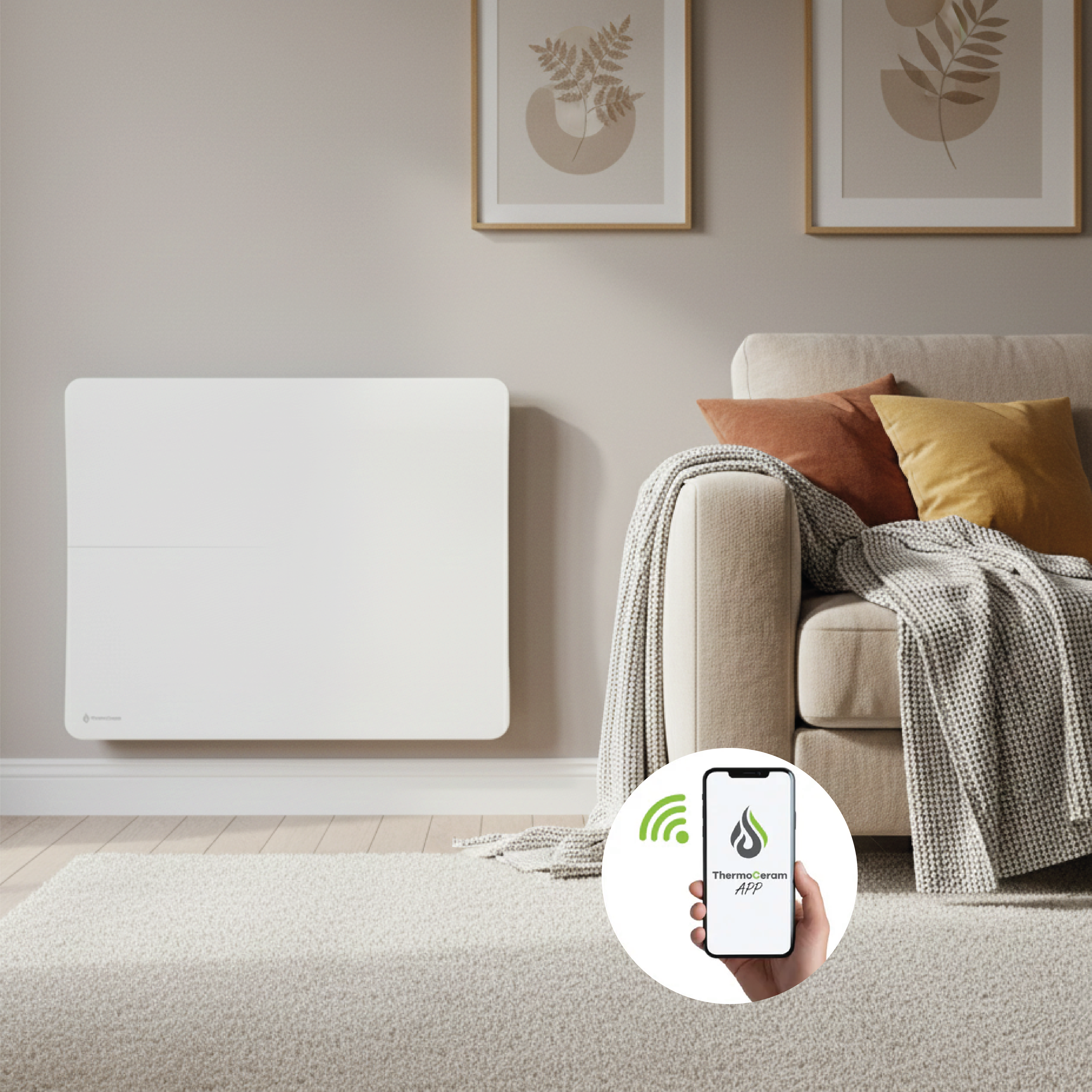Radiador eléctrico conectado 1500W sistema de calefacción doble horizontal Blanco Cira