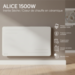 Radiador Alice de 1500 W blanco, vista frontal: control remoto, programación, detección de ventana abierta y bloqueo infantil