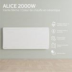 Radiador Alice de 2000 W blanco, vista frontal: control remoto, programación, detección de ventana abierta y bloqueo infantil