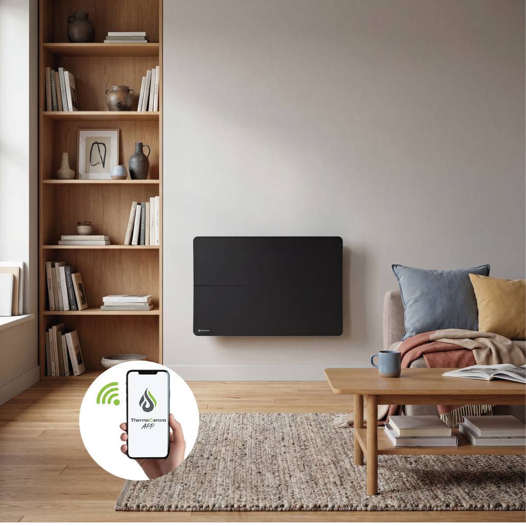 Radiador eléctrico conectado 2000W sistema de calefacción doble horizontal Negro Cira