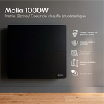 Radiador eléctrico conectado 1000W doble sistema de calefacción horizontal Negro Molia - Thermoceram FR