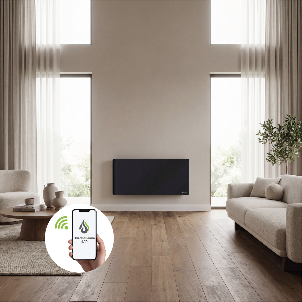 Radiador eléctrico conectado 2000W sistema de calefacción doble horizontal Negro Molia
