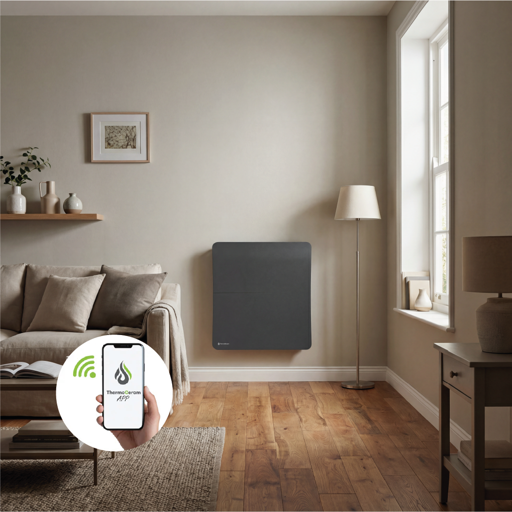 Radiador eléctrico conectado 1000W sistema de calefacción doble horizontal Negro Cira
